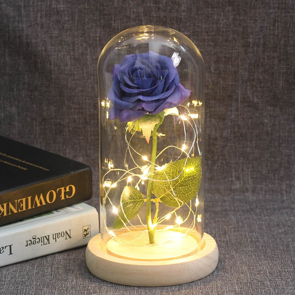 Beauty And Beast Rose In Flask LED Rose Flower