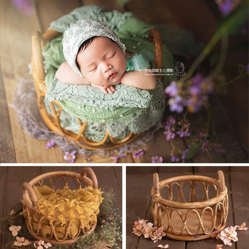 Newborn Photography Rattan Round Basket