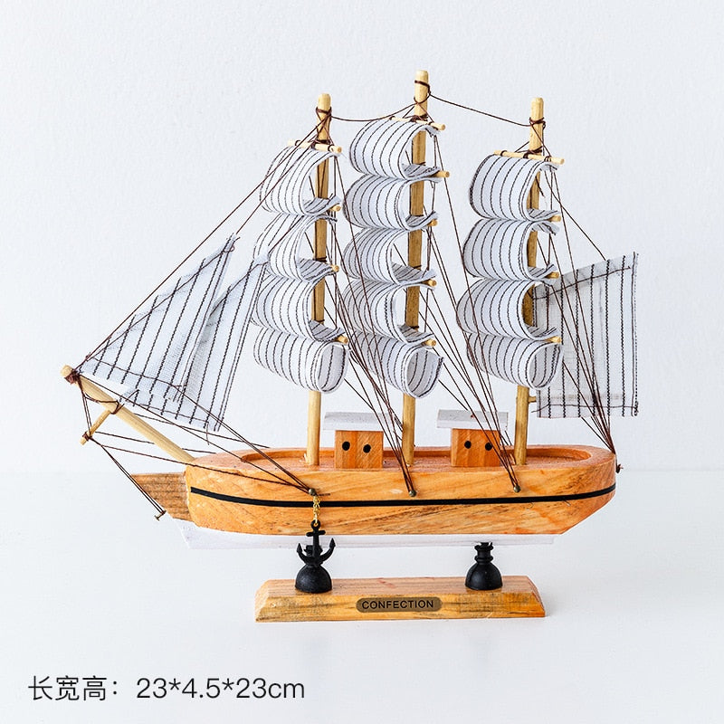 Wooden Sailboat Model  Decoration Crafts