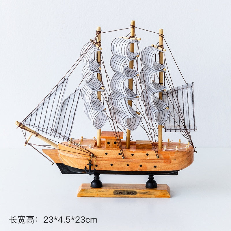 Wooden Sailboat Model  Decoration Crafts