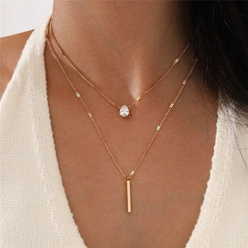 Minimalist Round Stick Pendant Necklace