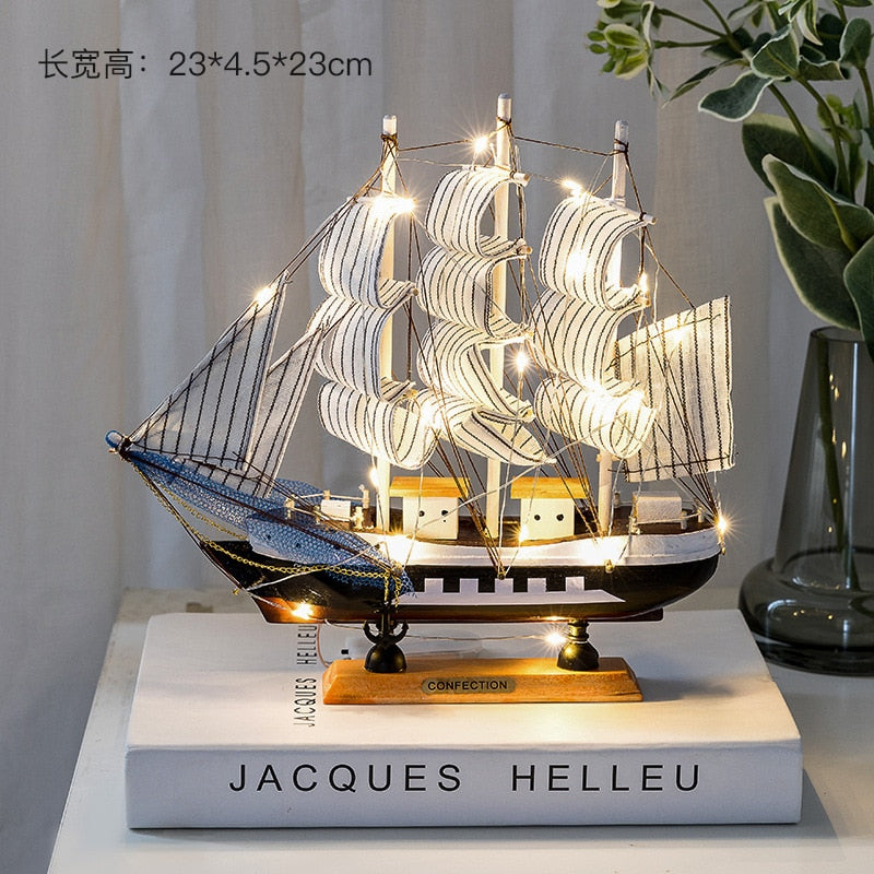 Wooden Sailboat Model  Decoration Crafts