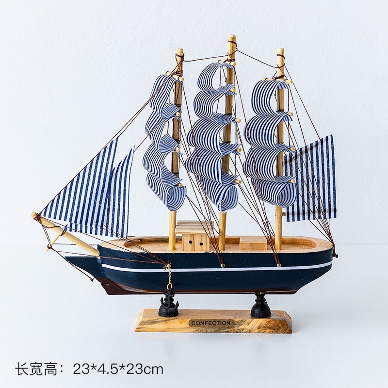 Wooden Sailboat Model  Decoration Crafts