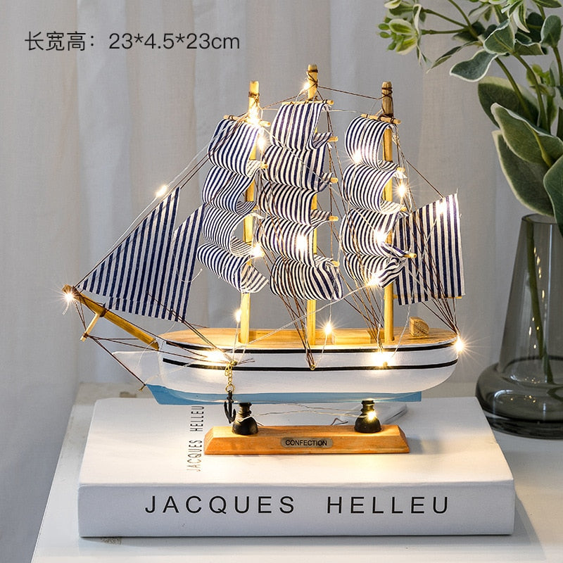 Wooden Sailboat Model  Decoration Crafts