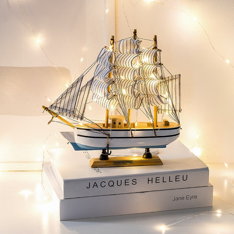 Wooden Sailboat Model  Decoration Crafts