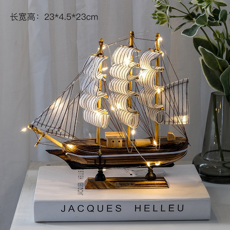 Wooden Sailboat Model  Decoration Crafts