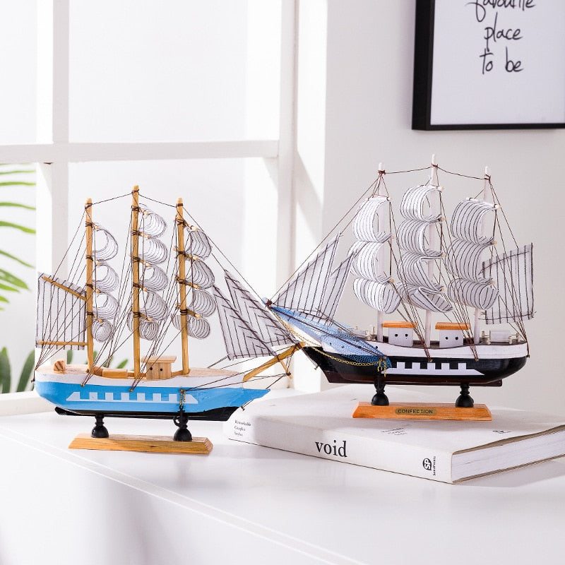 Wooden Sailboat Model  Decoration Crafts