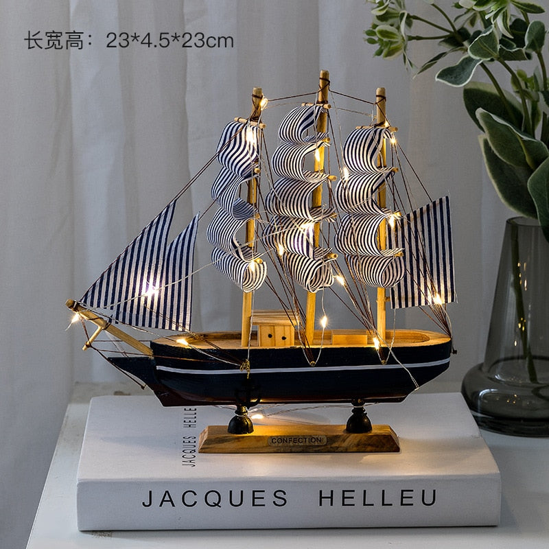 Wooden Sailboat Model  Decoration Crafts