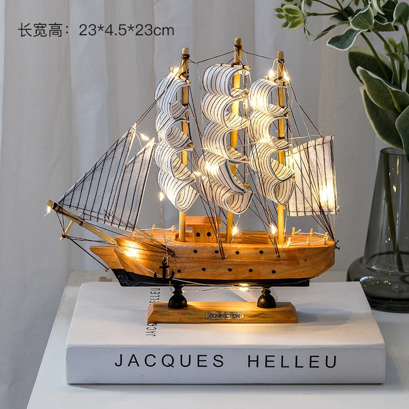 Wooden Sailboat Model  Decoration Crafts