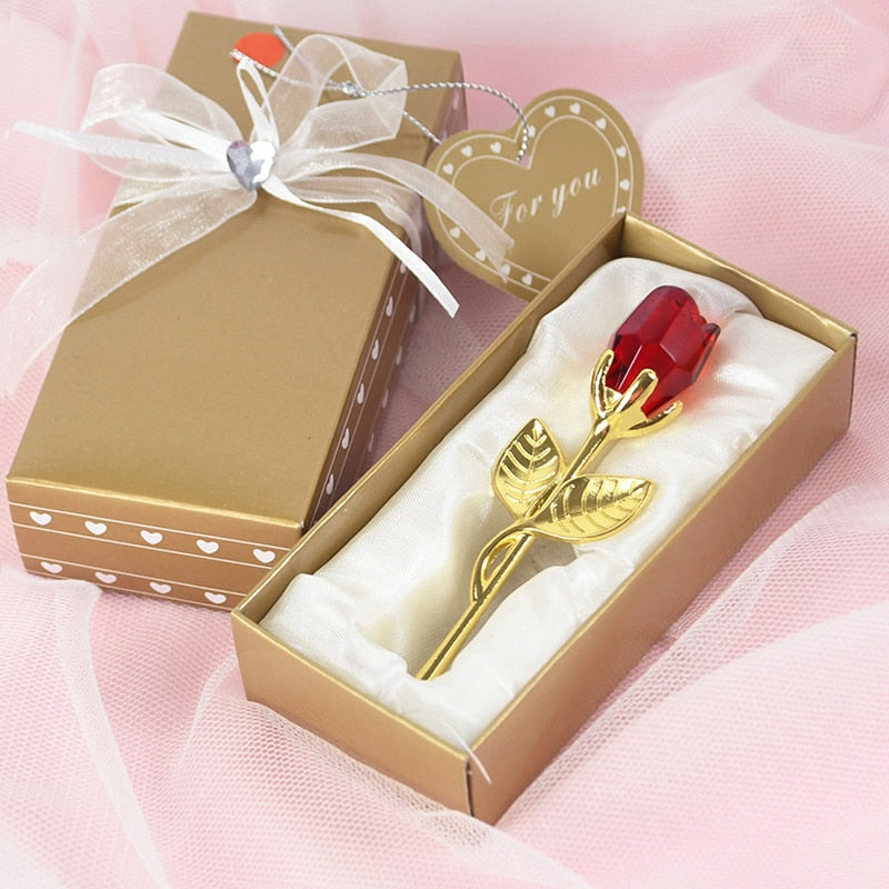 Crystal Glass Rose Flower in Box