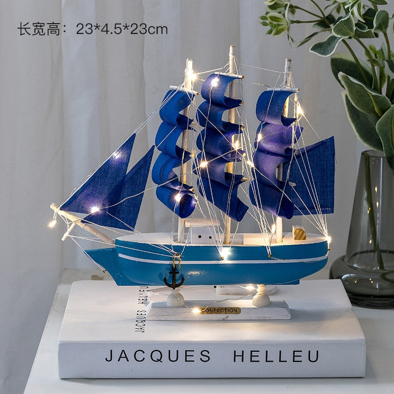 Wooden Sailboat Model  Decoration Crafts