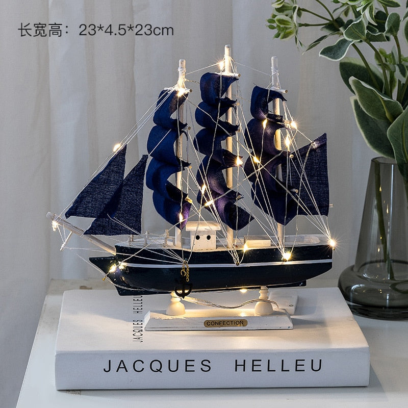 Wooden Sailboat Model  Decoration Crafts